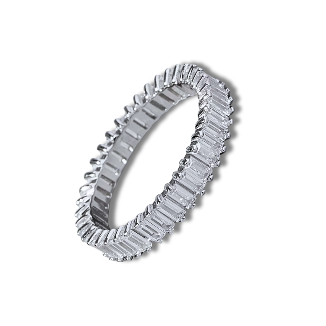 02. Sterling Silver Rectangle Baguette
