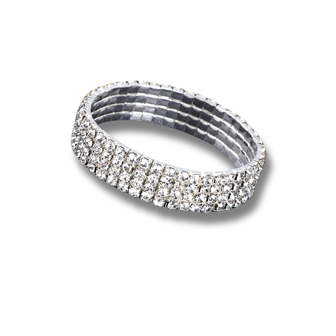 4 Row Silver Rhinestone Bracelet