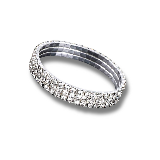 3 Row Silver Rhinestone Bracelet