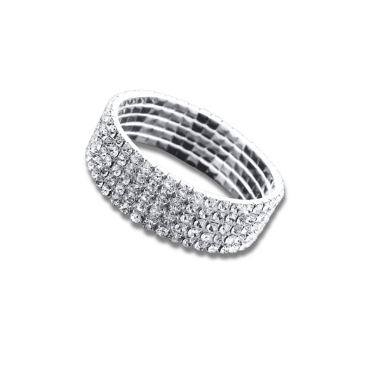 5 Row Silver Rhinestone Bracelet