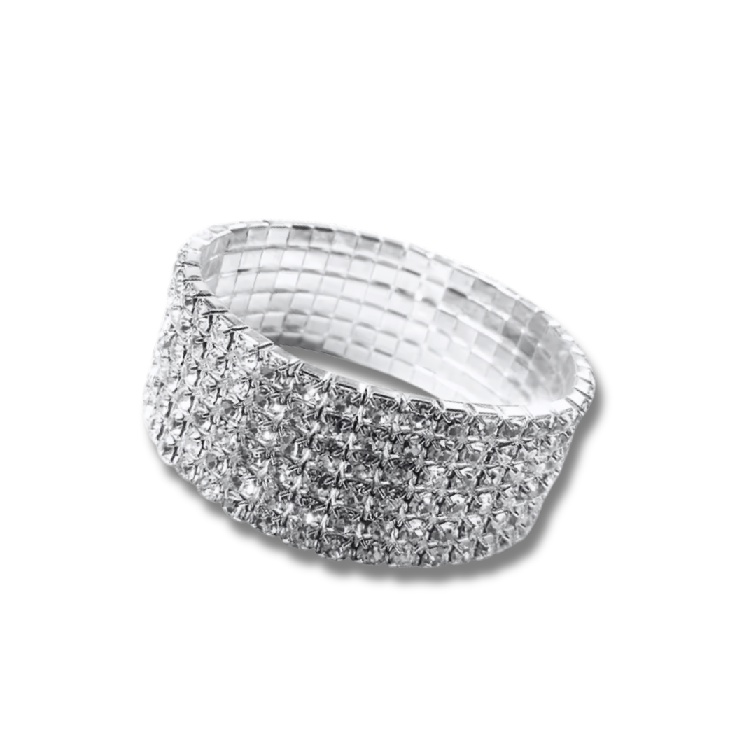 6 Row Silver Rhinestone Bracelet